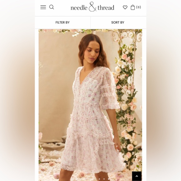 Like New- Needle & thread Bijou rose ruffle mini dress- size 16 - Picture 2 of 10